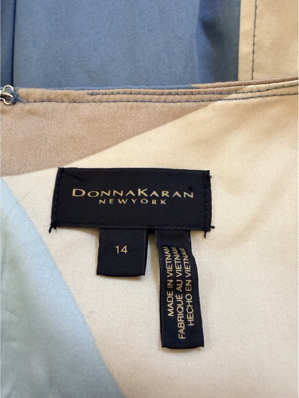 New Donna Karan Abstract Pleated Sleeveless Belted Cotton Dress Sz 14 $189 - Picture 9 of 11